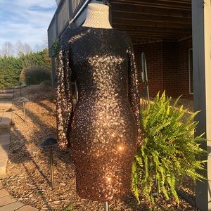 Dress the Population Sequin New Year's Eve Dress! Blue Ombre Gold Sz Small